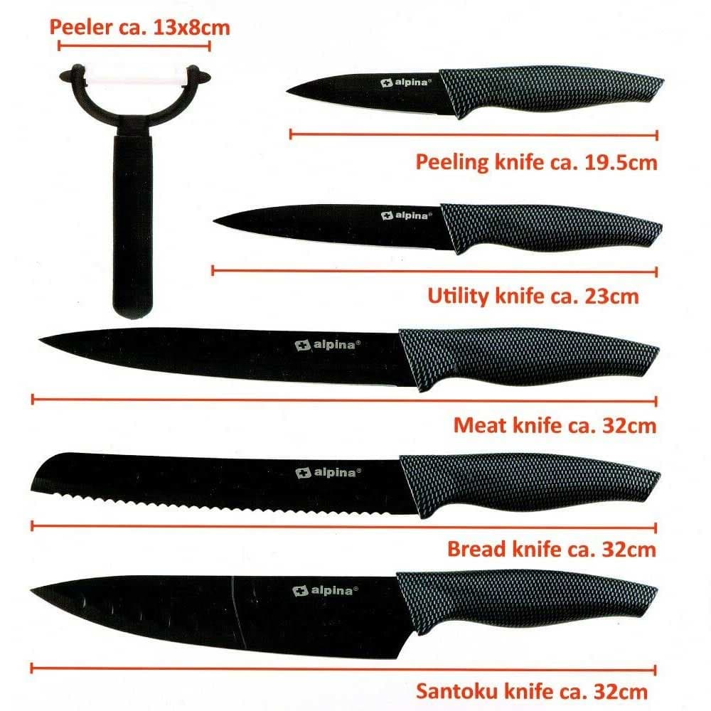 Kit Cucina 6pz Coltelli e Pelapatate Acciaio Inossidabile Antiaderente Alpina in Set di coltelli da cucina Danyx - Casoria, commercioVirtuoso.it