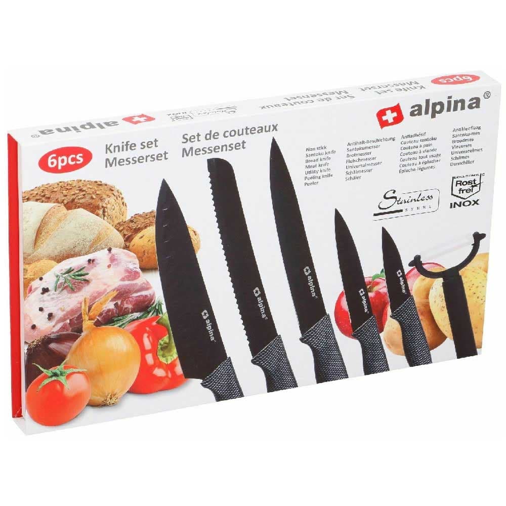 Kit Cucina 6pz Coltelli e Pelapatate Acciaio Inossidabile Antiaderente Alpina in Set di coltelli da cucina Danyx - Casoria, commercioVirtuoso.it