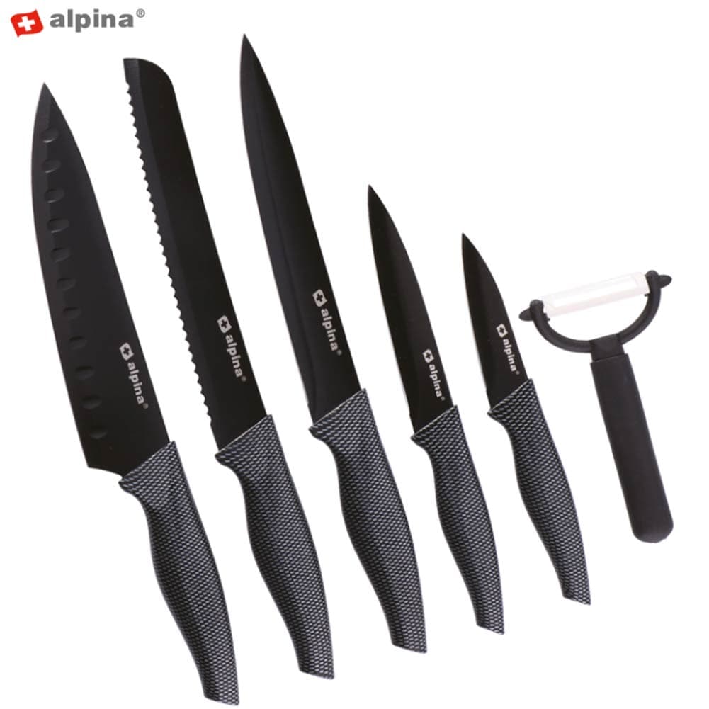 Kit Cucina 6pz Coltelli e Pelapatate Acciaio Inossidabile Antiaderente Alpina in Set di coltelli da cucina Danyx - Casoria, commercioVirtuoso.it