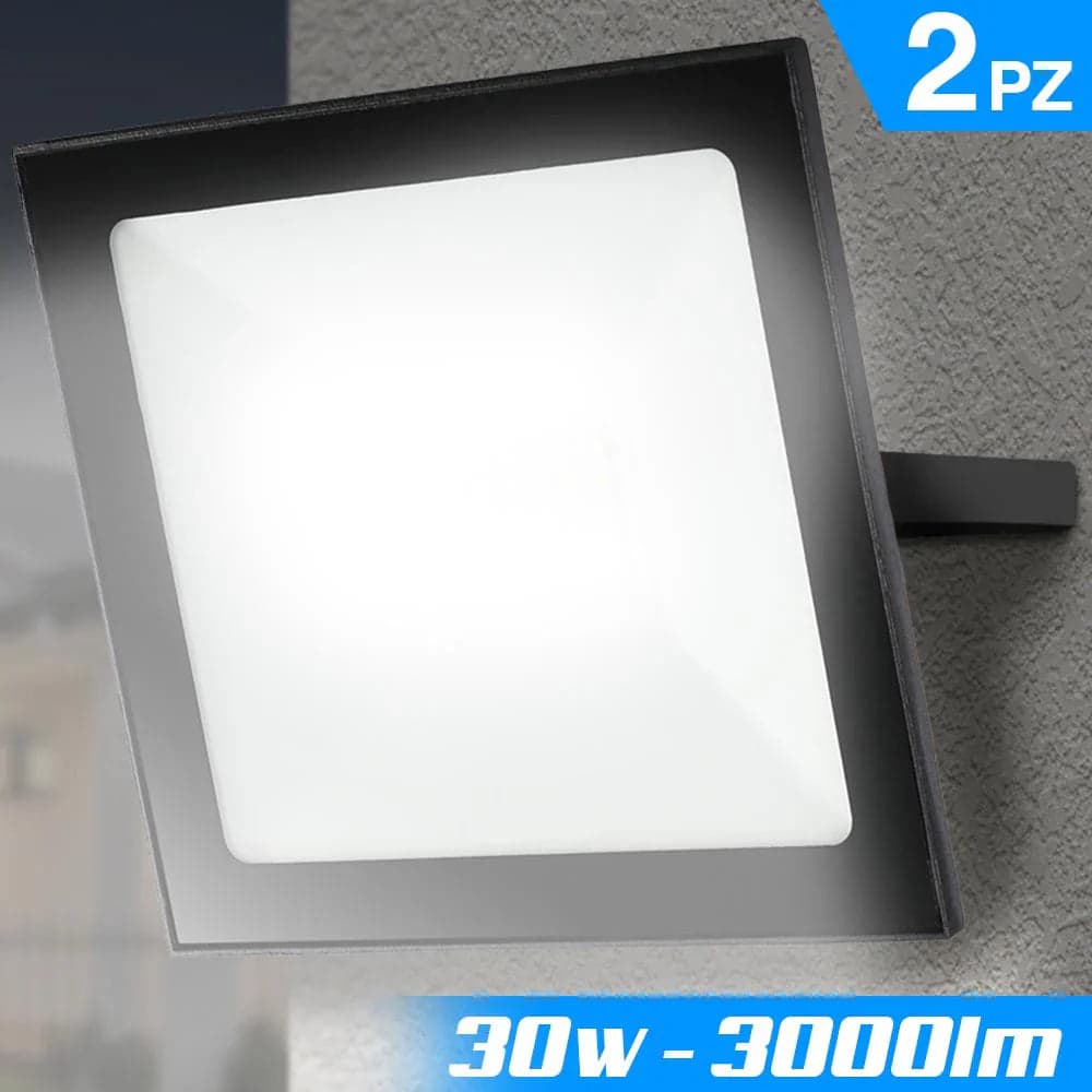 Set 2 Fari LED 30W Alta Luminosità 3000lm Bianco Freddo Esterno Slim IP65 in Proiettori Danyx - Casoria, commercioVirtuoso.it