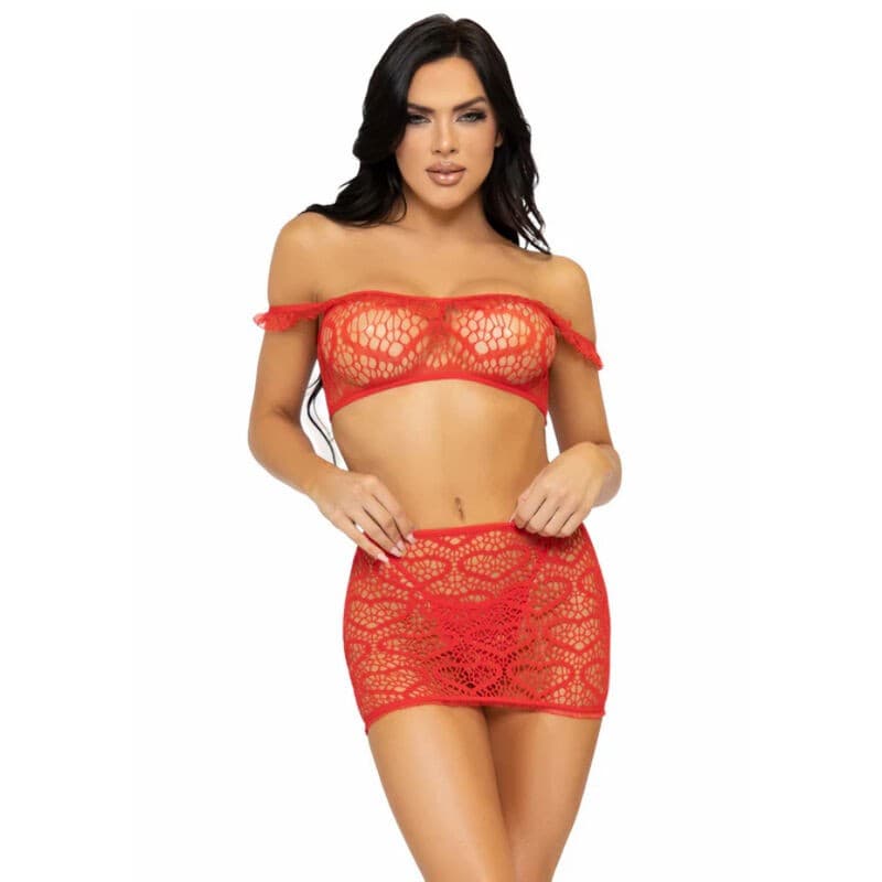 LEG AVENUE - SET TRE PEZZI TOP, MINIGONNA E PERING TAGLIA UNICA - ROSSO in Cinture Desideria Shop - Latina, commercioVirtuoso.it