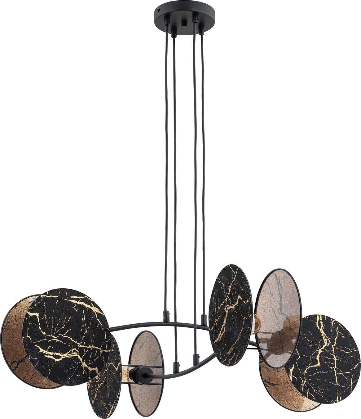 Lampada A Sospensione 4 Luci Moderna Motif In Acciaio Effetto Marmo Nero in Lampade a sospensione LuceArt - Montecorvino Pugliano, commercioVirtuoso.it