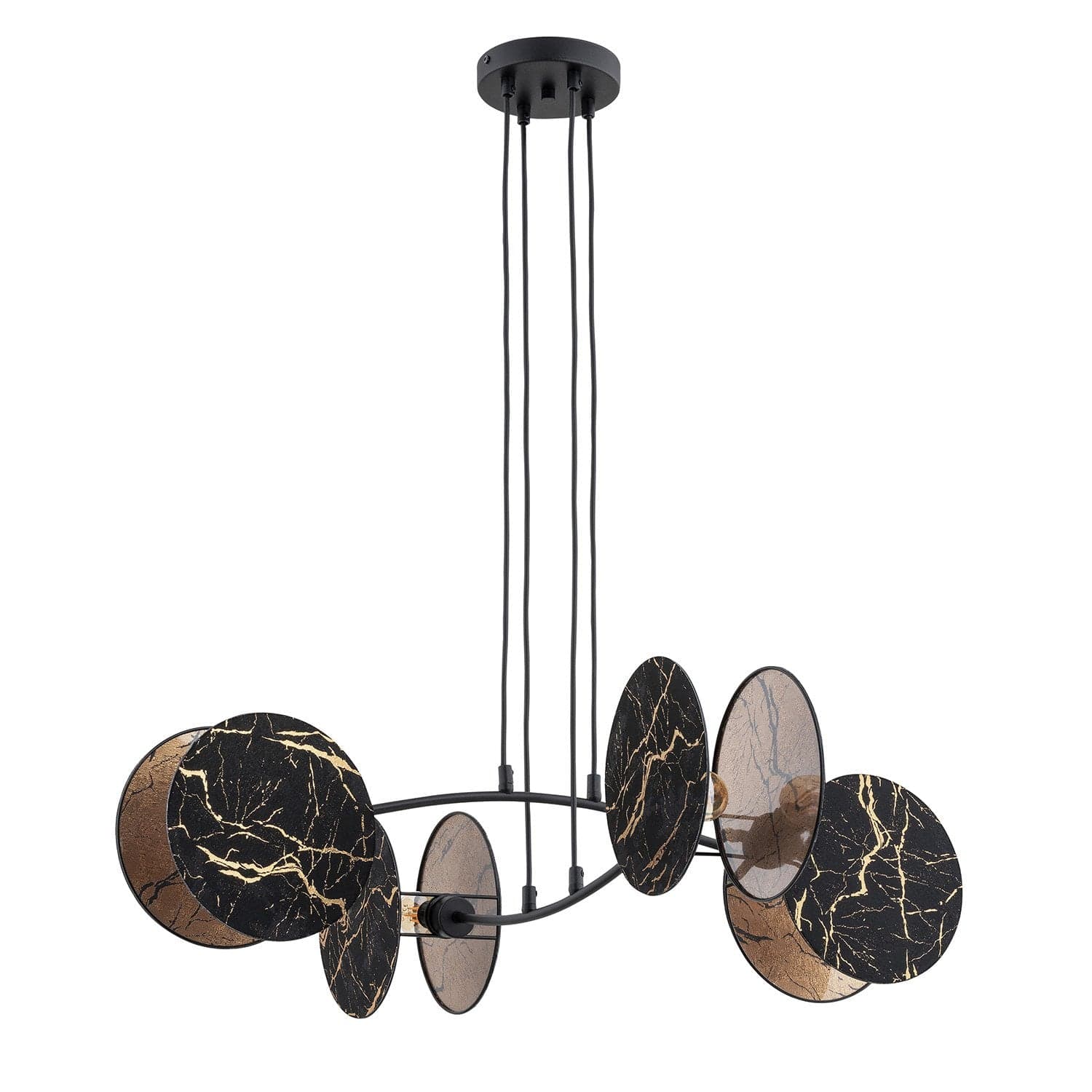 Lampada A Sospensione 4 Luci Moderna Motif In Acciaio Effetto Marmo Nero in Lampade a sospensione LuceArt - Montecorvino Pugliano, commercioVirtuoso.it