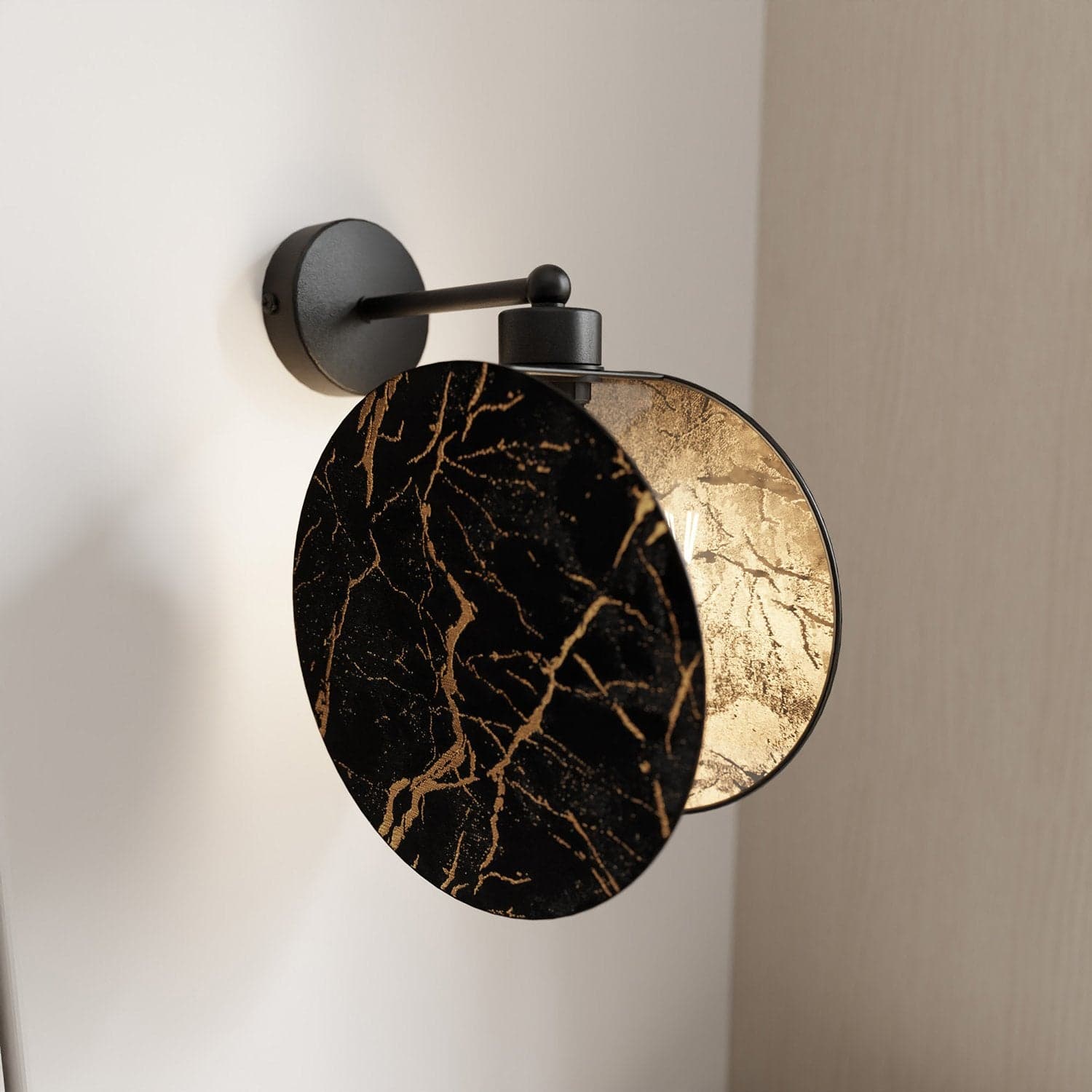 Applique 1 Luce Moderna Motif In Acciaio Effetto Marmo Nero in Applique LuceArt - Montecorvino Pugliano, commercioVirtuoso.it