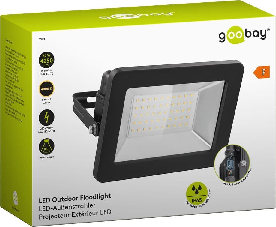 Faretto LED da Esterno IP65 50W 4260lm Nero in Proiettori Scontolo.net - Potenza, commercioVirtuoso.it