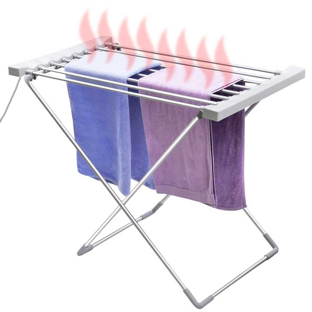 Stendibiancheria Elettrico 120W Stendino in Alluminio Pieghevole Asciugabiancheria