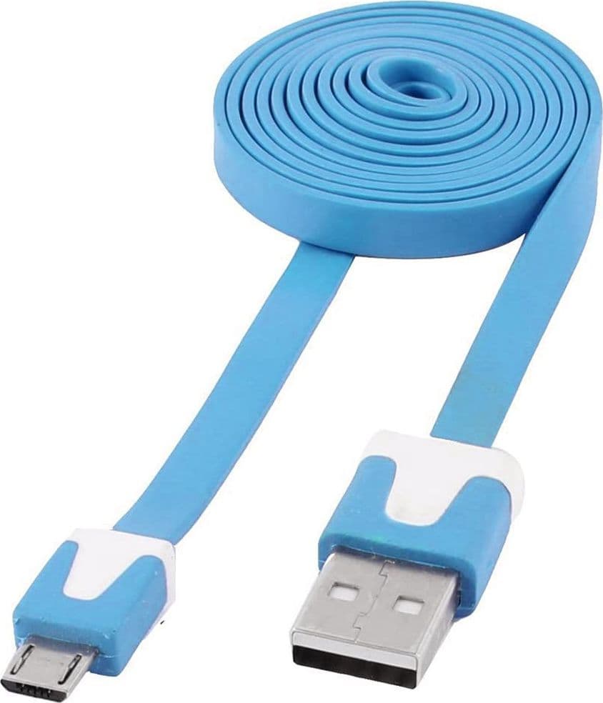 Cavo Flat USB AM a Micro USB M Azzurro 1m in  Scontolo.net - Potenza, commercioVirtuoso.it