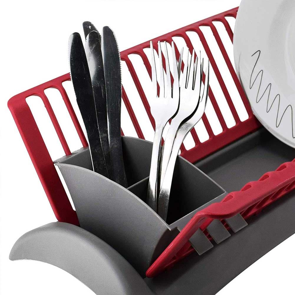 Scolapiatti Cucina in Plastica Cola Piatti e Scola Posate 46x26x14cm Rosso in Scolapiatti Danyx - Casoria, commercioVirtuoso.it