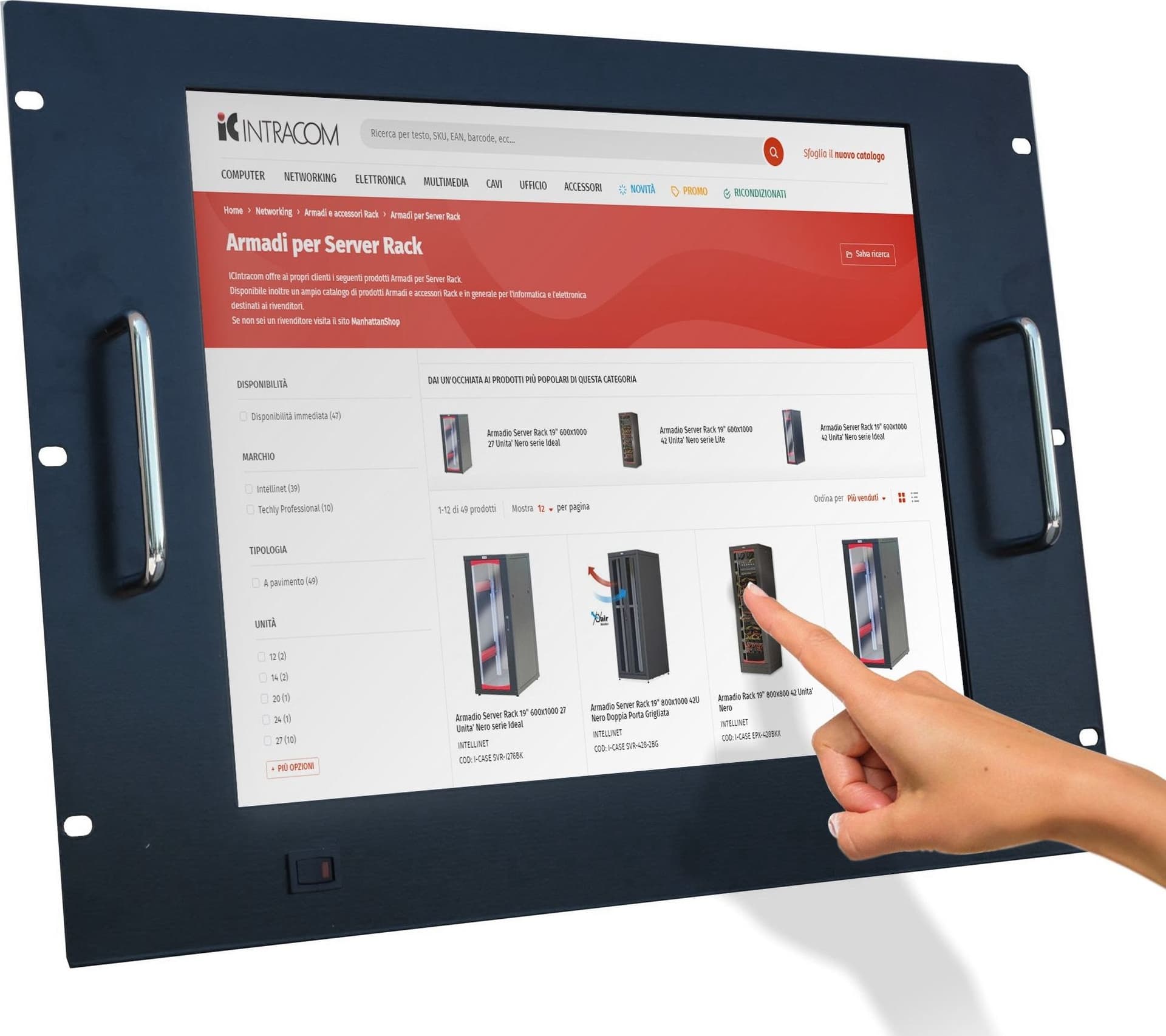 Monitor LCD 17'' Touch Screen per Rack 19'' 8 Unit&agrave Nero in  Scontolo.net - Potenza, commercioVirtuoso.it