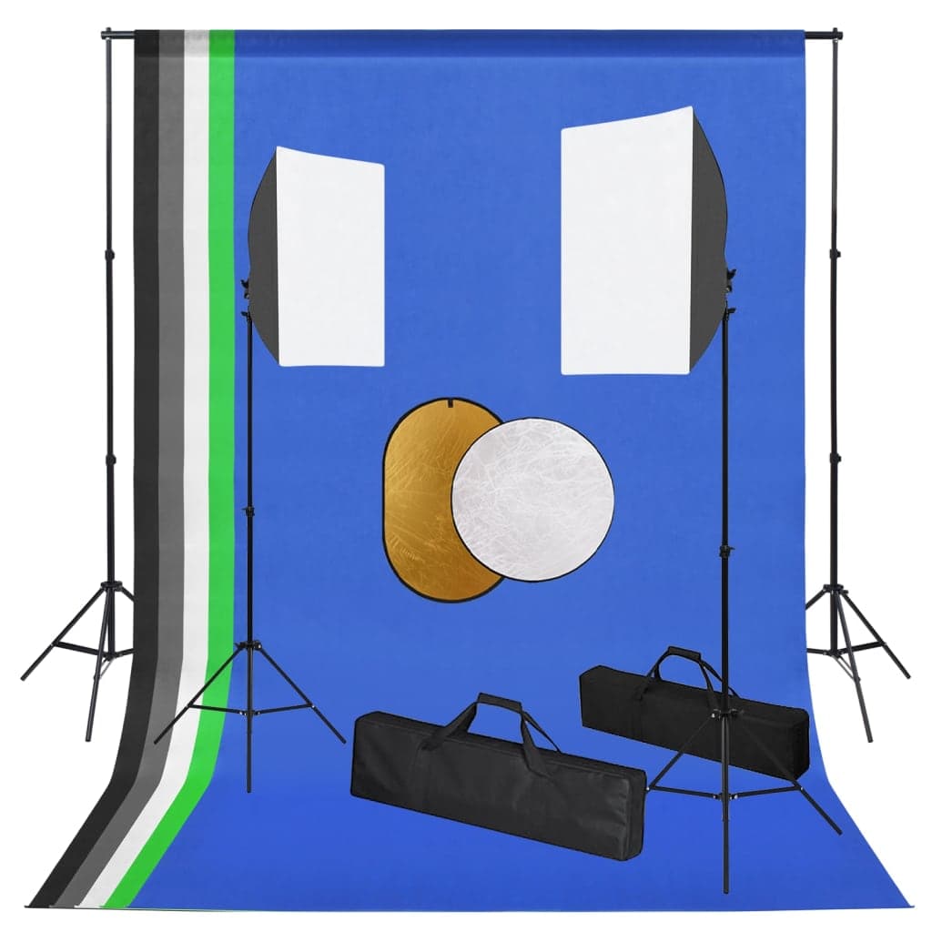 Kit Studio Fotografico con Luci Ombrelli Fondali Colorati e Riflettore Portatile