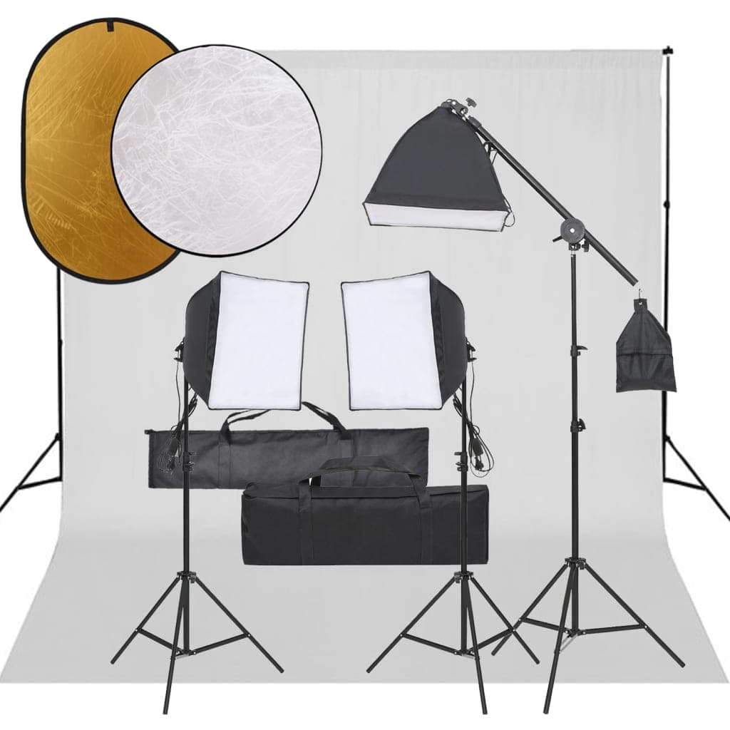 Kit Studio Fotografico con Set Luci Softbox, Fondale Bianco e Riflettore in Soft Box Esplodia - Napoli, commercioVirtuoso.it