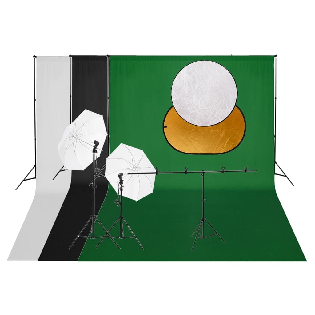 Set Completo per Studio Fotografico con Luci, Fondali e Riflettore