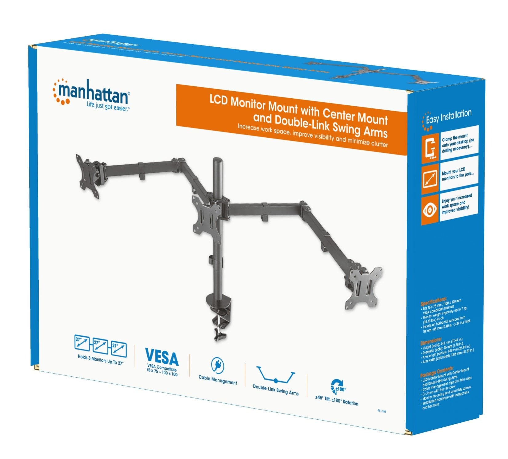 Supporto da Scrivania per 3 Monitor 13-27'' con Morsetto in Supporti Scontolo.net - Potenza, commercioVirtuoso.it