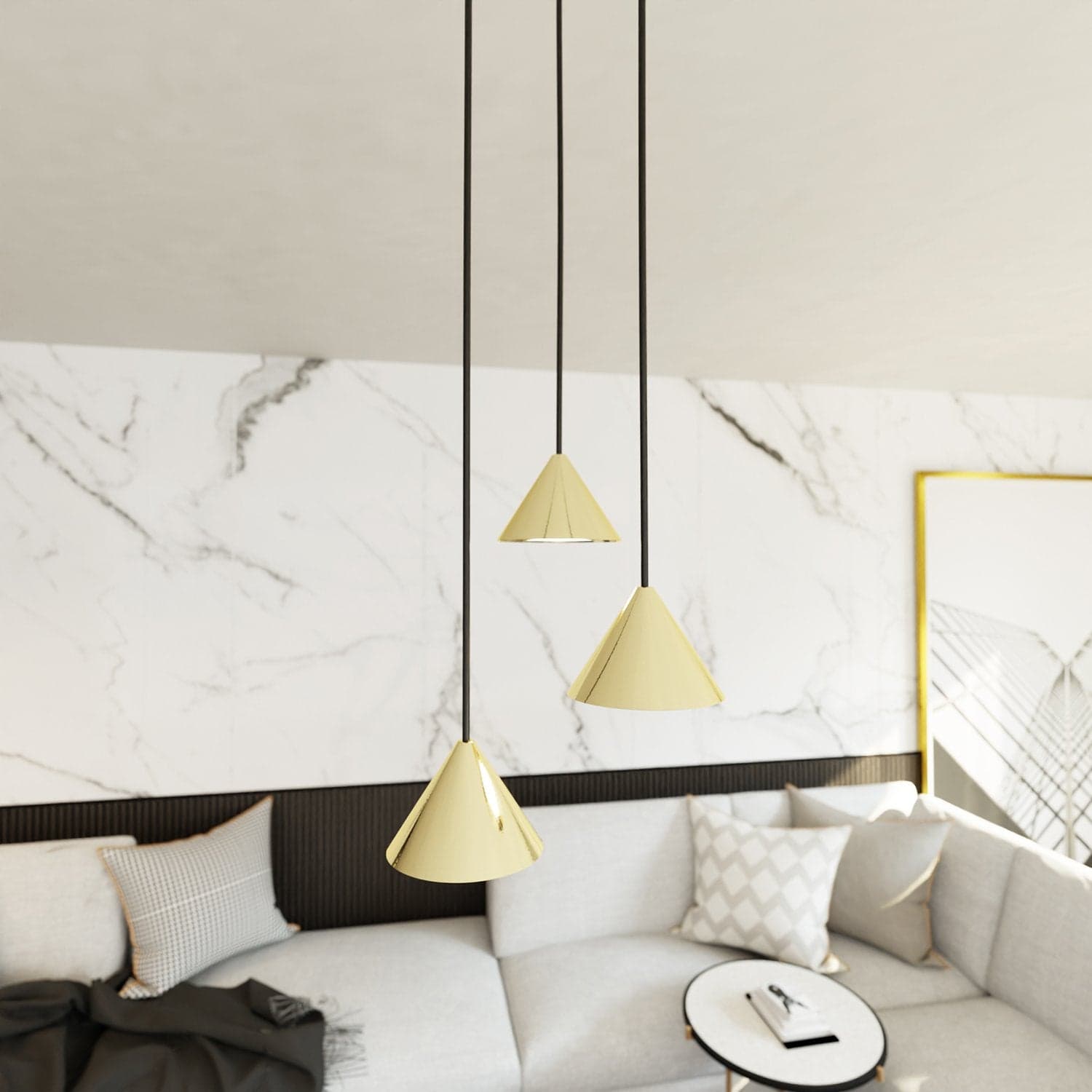 Sospensione Contemporanea Elit 3 Luci Tonda Nera E Oro in Lampade a sospensione LuceArt - Montecorvino Pugliano, commercioVirtuoso.it