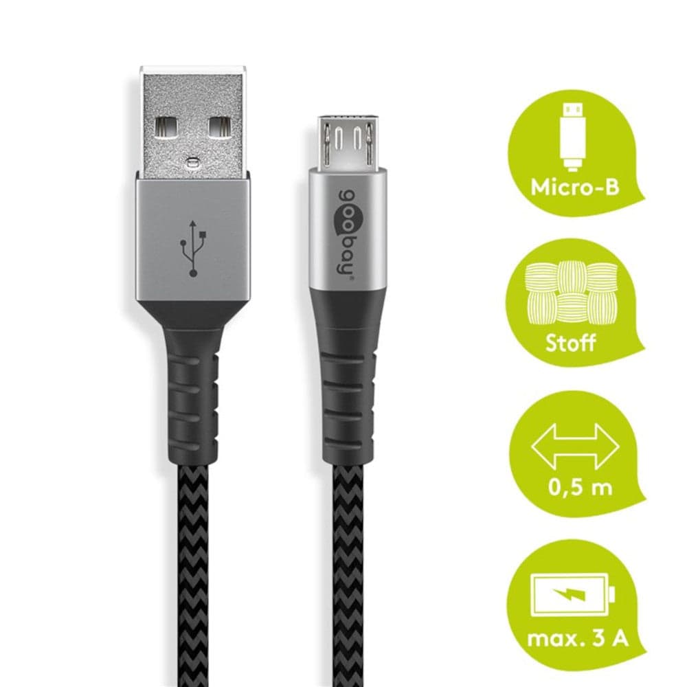 Cavo Micro USB Guaina Intrecciata USB2.0 A M/MicroB M 0,5m Nero/Silver in  Scontolo.net - Potenza, commercioVirtuoso.it