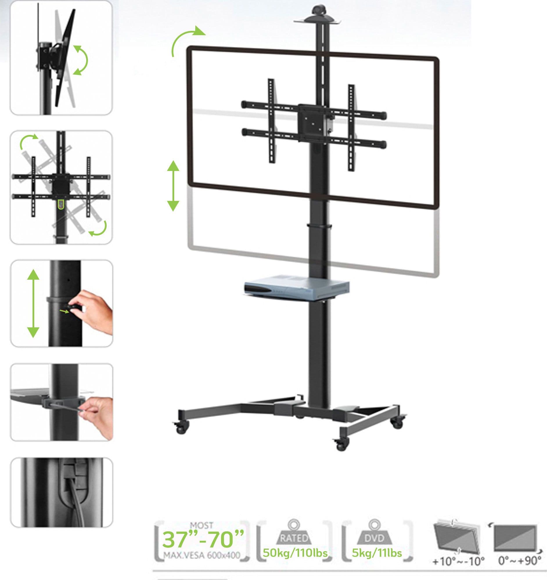 Supporto da Pavimento con Mensola TV/LED/LCD 37''-70'' Nero in Supporti da parete e da soffitto Scontolo.net - Potenza, commercioVirtuoso.it