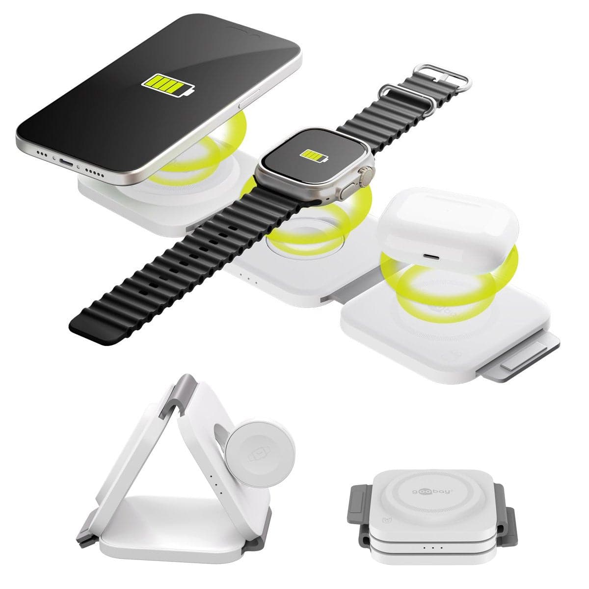 Caricatore Qi Wireless Caricabatterie 3in1 Stazione di Ricarica Pieghevole 15W in Caricabatterie a induzione Scontolo.net - Potenza, commercioVirtuoso.it