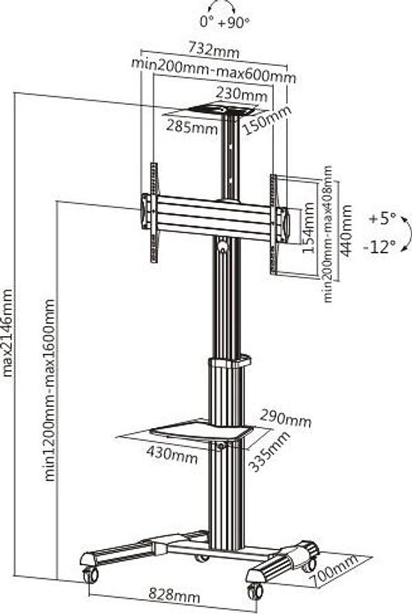 Supporto a Pavimento con una Mensola Trolley TV LCD/LED/Plasma 37-70'' in Supporti da parete e da soffitto Scontolo.net - Potenza, commercioVirtuoso.it