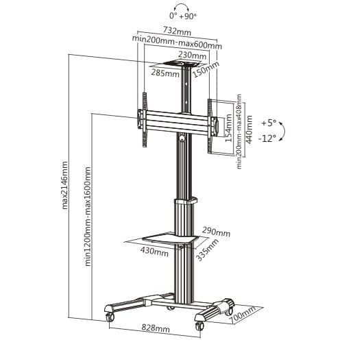 Supporto a Pavimento con una Mensola Trolley TV LCD/LED/Plasma 37-70'' in Supporti da parete e da soffitto Scontolo.net - Potenza, commercioVirtuoso.it