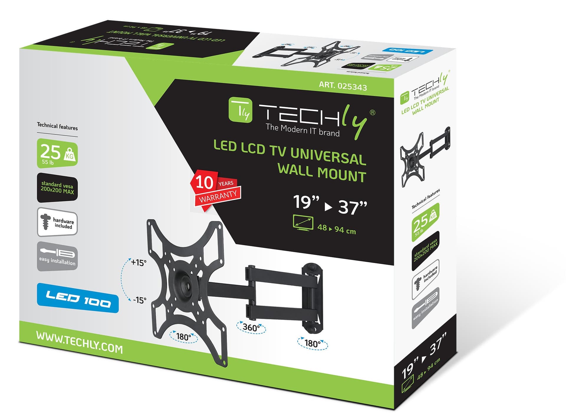 Supporto a Muro per TV LED LCD 19-37'' Full-Motion Nero in Supporti da parete e da soffitto Scontolo.net - Potenza, commercioVirtuoso.it