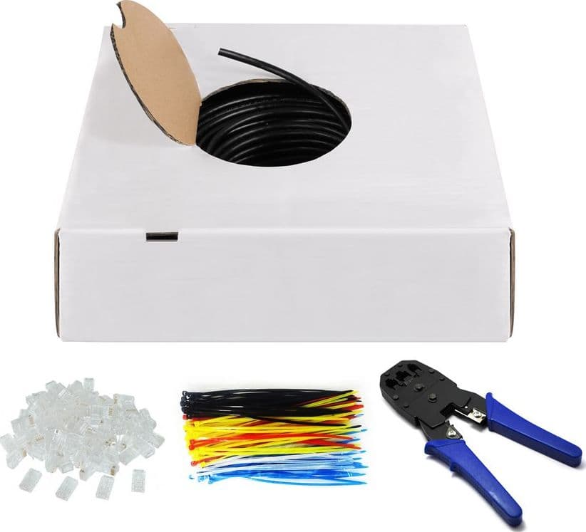Kit Matassa U/UTP Cavo Cat.6 CCA Rigido 305m Fascette e Plug RJ45 in Cavi Ethernet Scontolo.net - Potenza, commercioVirtuoso.it