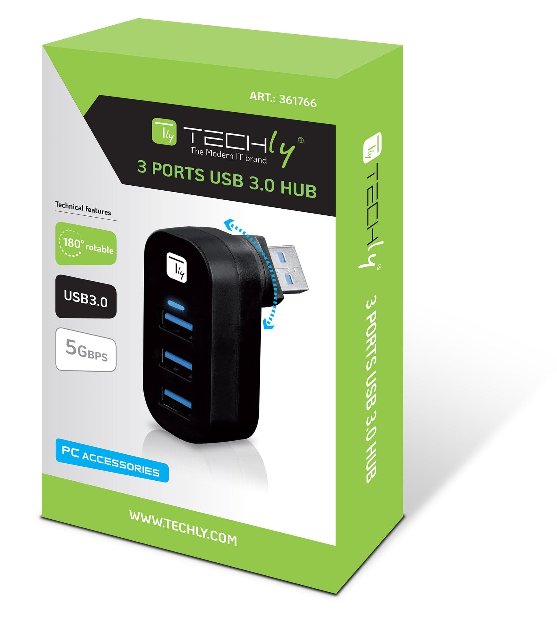 Mini Hub Rotante con 3 Porte USB 3.0 Nero in  Scontolo.net - Potenza, commercioVirtuoso.it