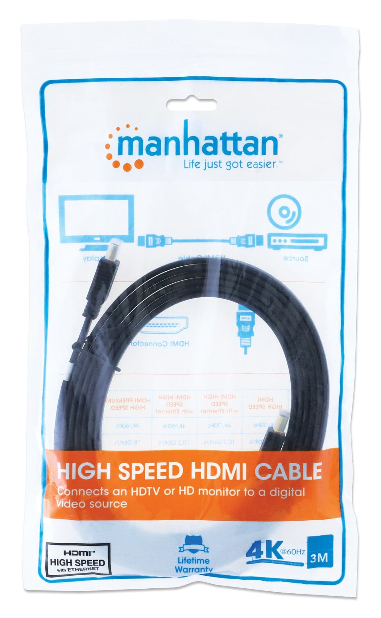 Cavo HDMI High Speed With Ethernet Piatto 3 metri nero in Cavi HDMI Scontolo.net - Potenza, commercioVirtuoso.it
