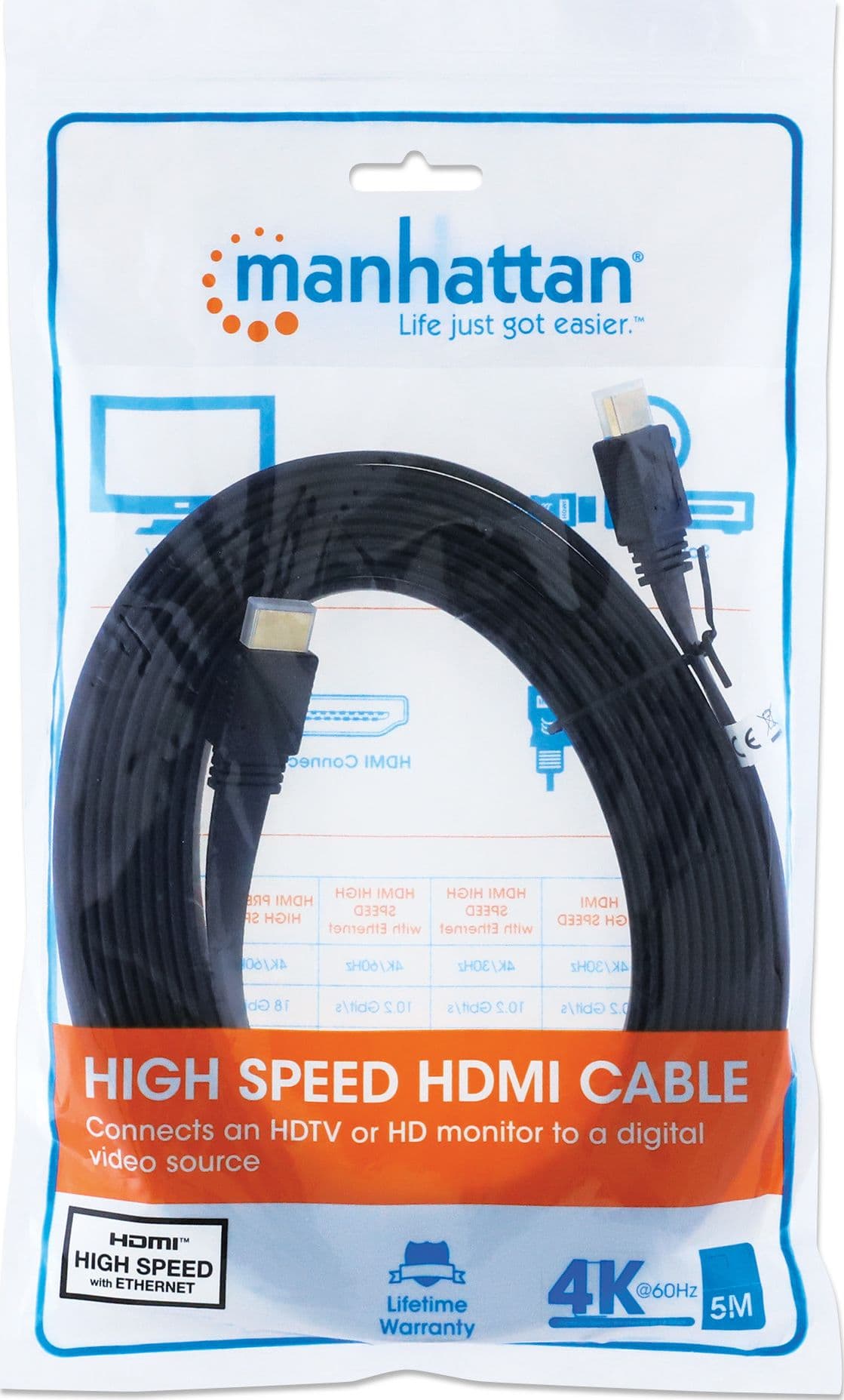 Cavo HDMI High Speed With Ethernet Piatto 5m nero in Cavi HDMI Scontolo.net - Potenza, commercioVirtuoso.it