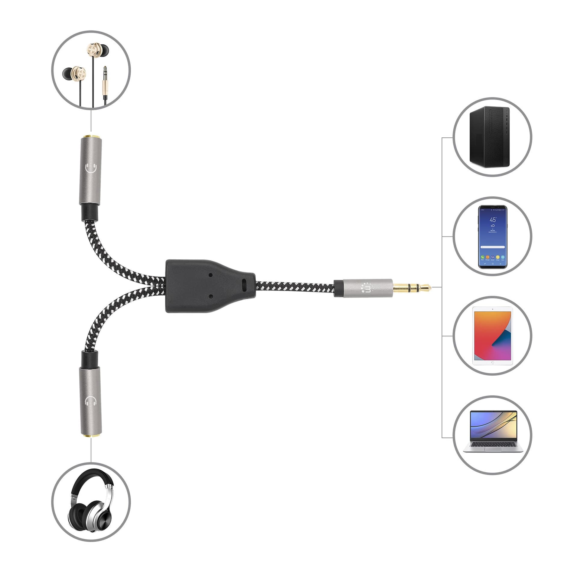 Cavo Adattatore Sdoppiatore Audio per Cuffie Stereo AUX 15 cm in Adattatori Scontolo.net - Potenza, commercioVirtuoso.it