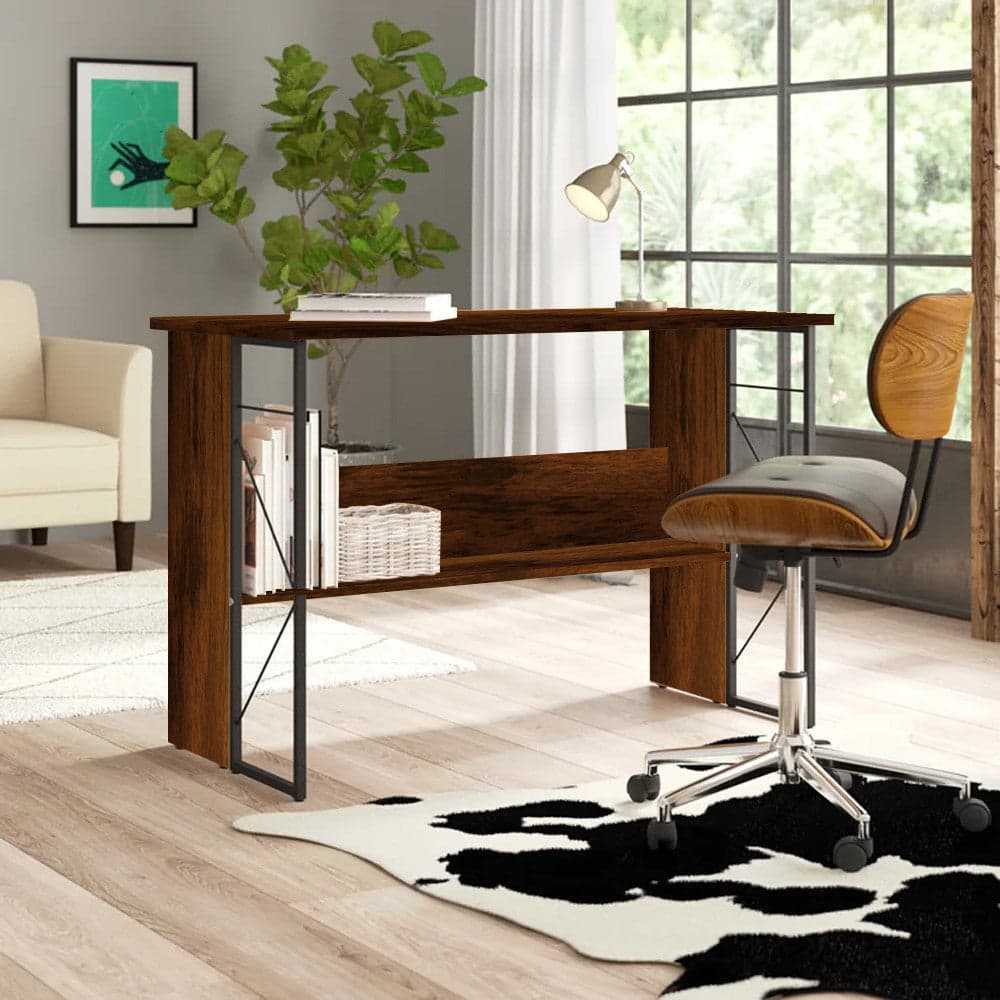 Scrivania per Computer Scrittoio Salvaspazio in Stile Industriale con Struttura Acciaio e Legno Marrone in Scrivanie Scontolo.net - Potenza, commercioVirtuoso.it