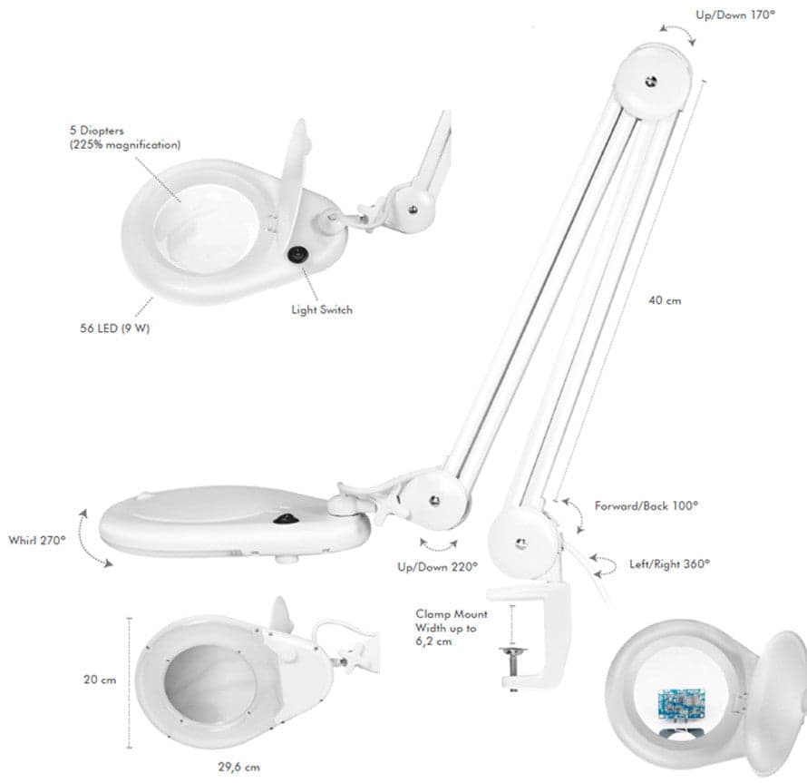 Lampada LED con Lente d'ingrandimento a 5 Diottrie Attacco a Morsetto in Loupe Scontolo.net - Potenza, commercioVirtuoso.it