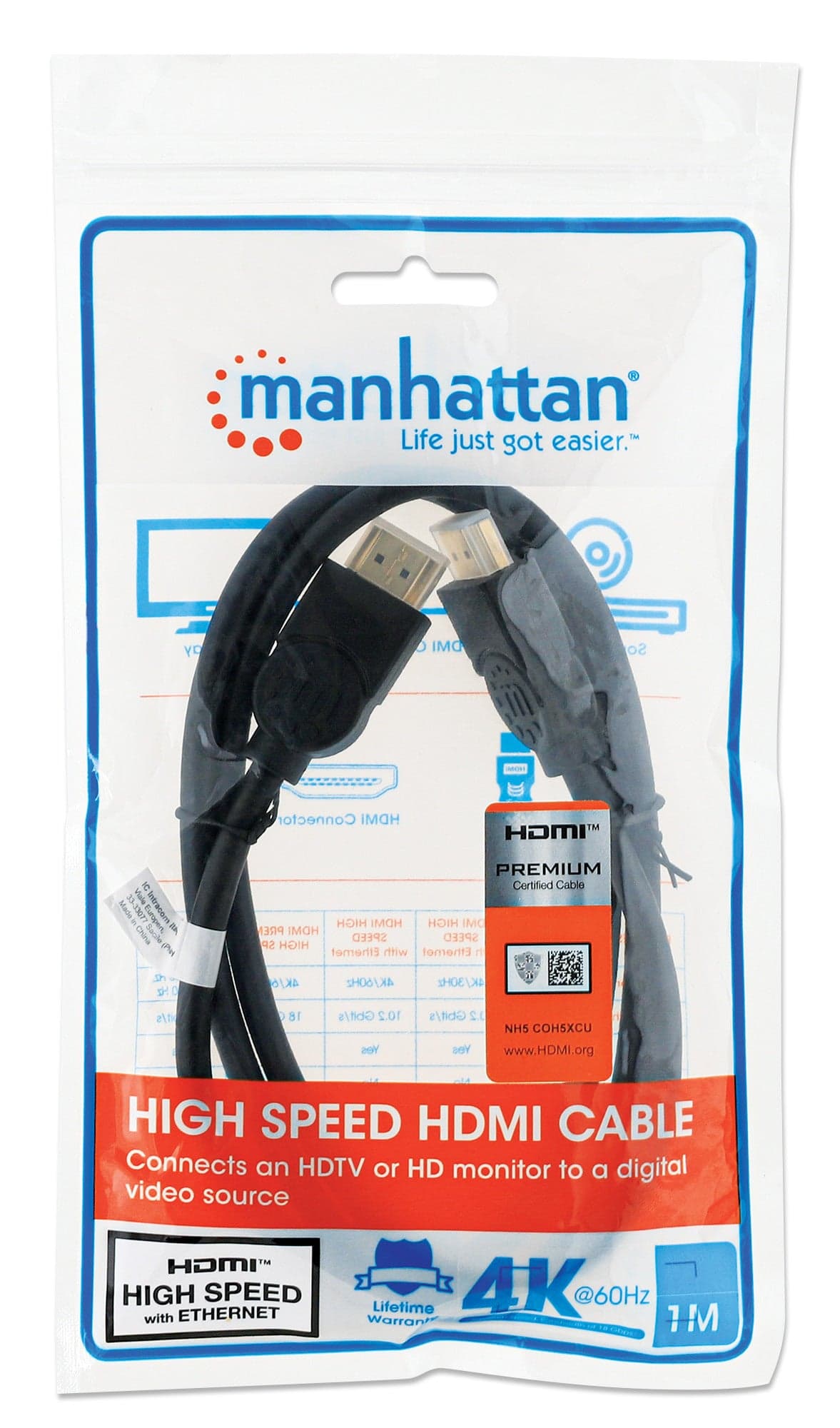 Cavo HDMI High Speed con Ethernet Premium 1m in Cavi HDMI Scontolo.net - Potenza, commercioVirtuoso.it