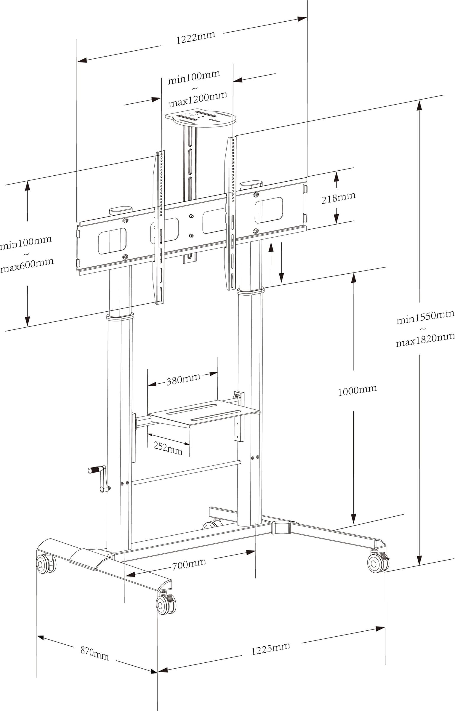 Supporto a Pavimento per TV con Altezza Regolabile per TV da 52'' a 110'' in Mobili Scontolo.net - Potenza, commercioVirtuoso.it