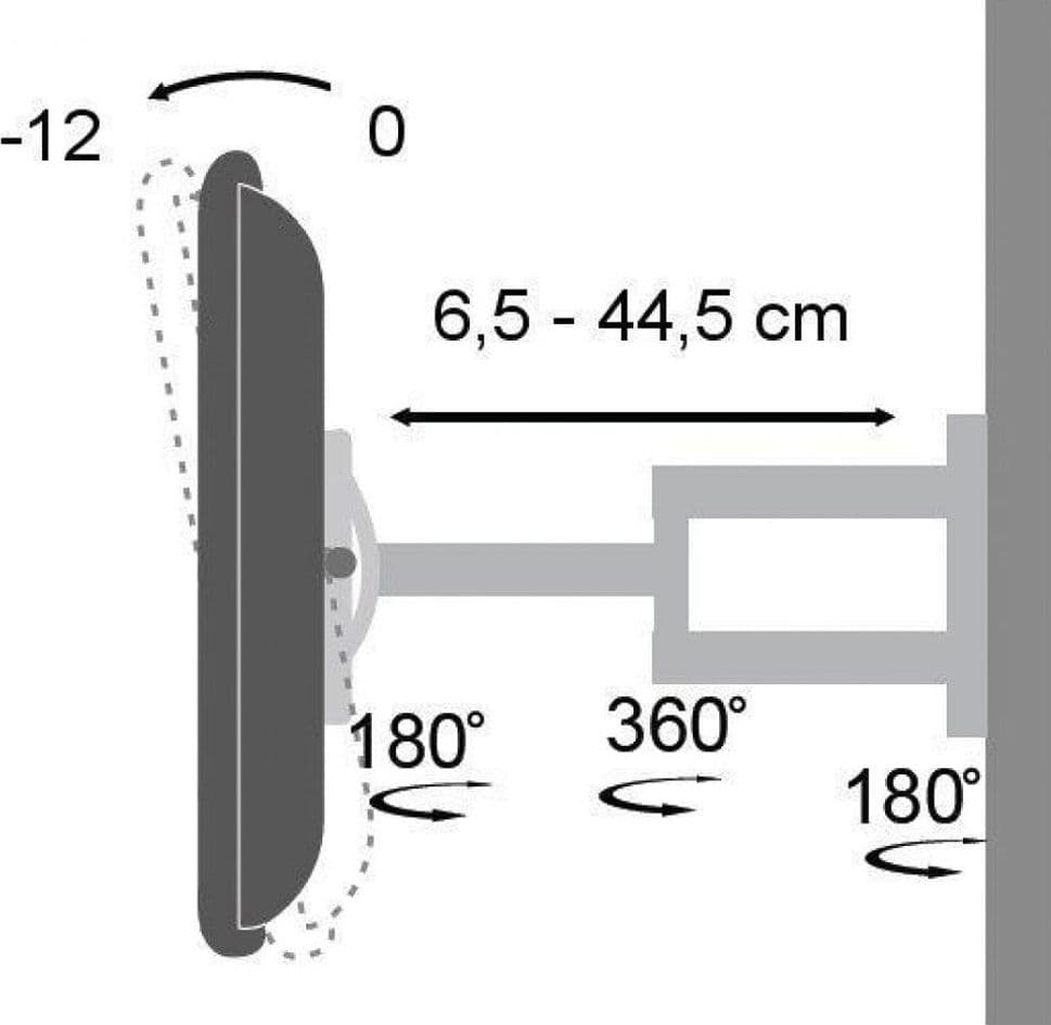 Supporto a Muro per TV LED LCD 19-37'' Inclinabile 3 Snodi Bicolor Bianco Nero in Supporti da parete e da soffitto Scontolo.net - Potenza, commercioVirtuoso.it