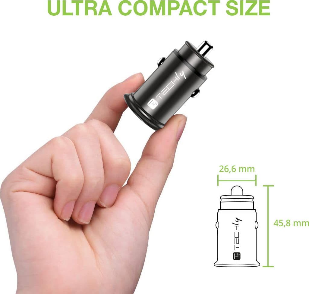 Mini Caricatore da Auto USB-A e USB-C&trade Ricarica rapida 38W Metallo Nero in Caricabatterie da auto Scontolo.net - Potenza, commercioVirtuoso.it