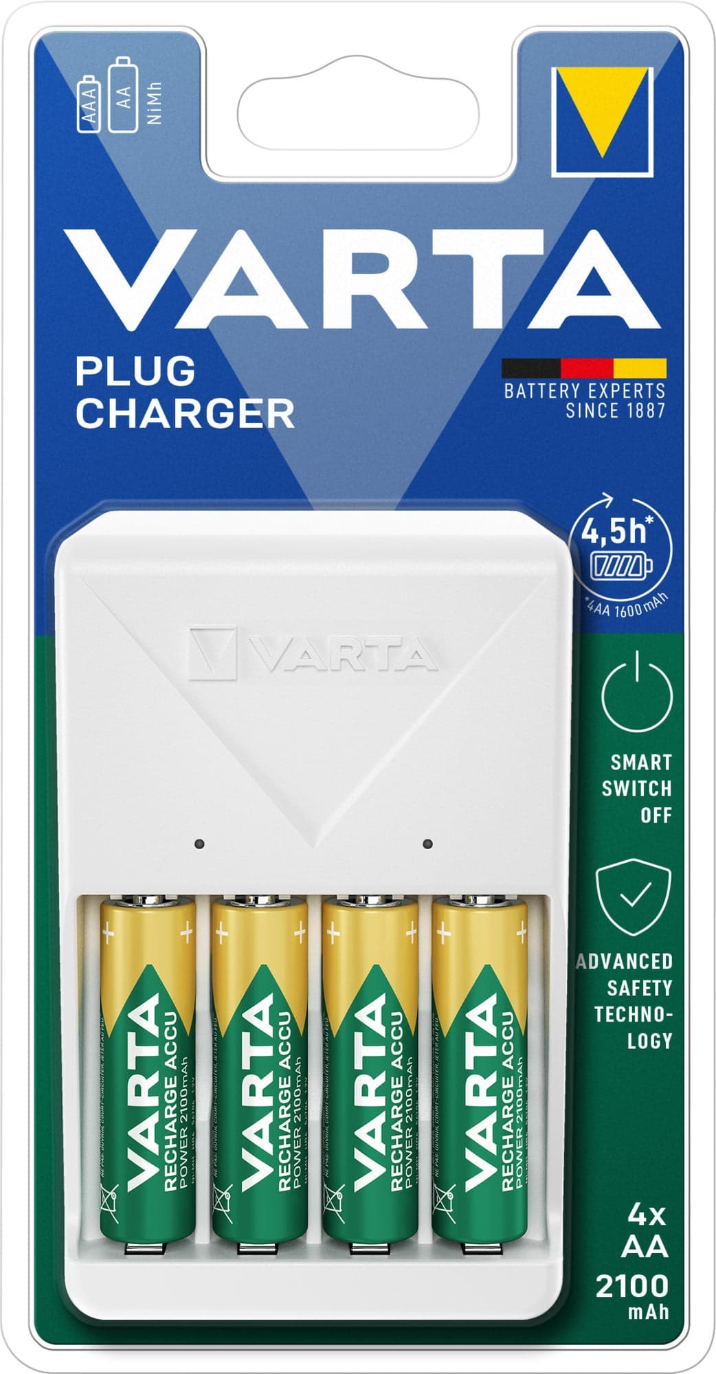 Caricabatterie Compatto a Spina Pocket Charger per 4 pile AA/AAA in Caricabatterie Scontolo.net - Potenza, commercioVirtuoso.it