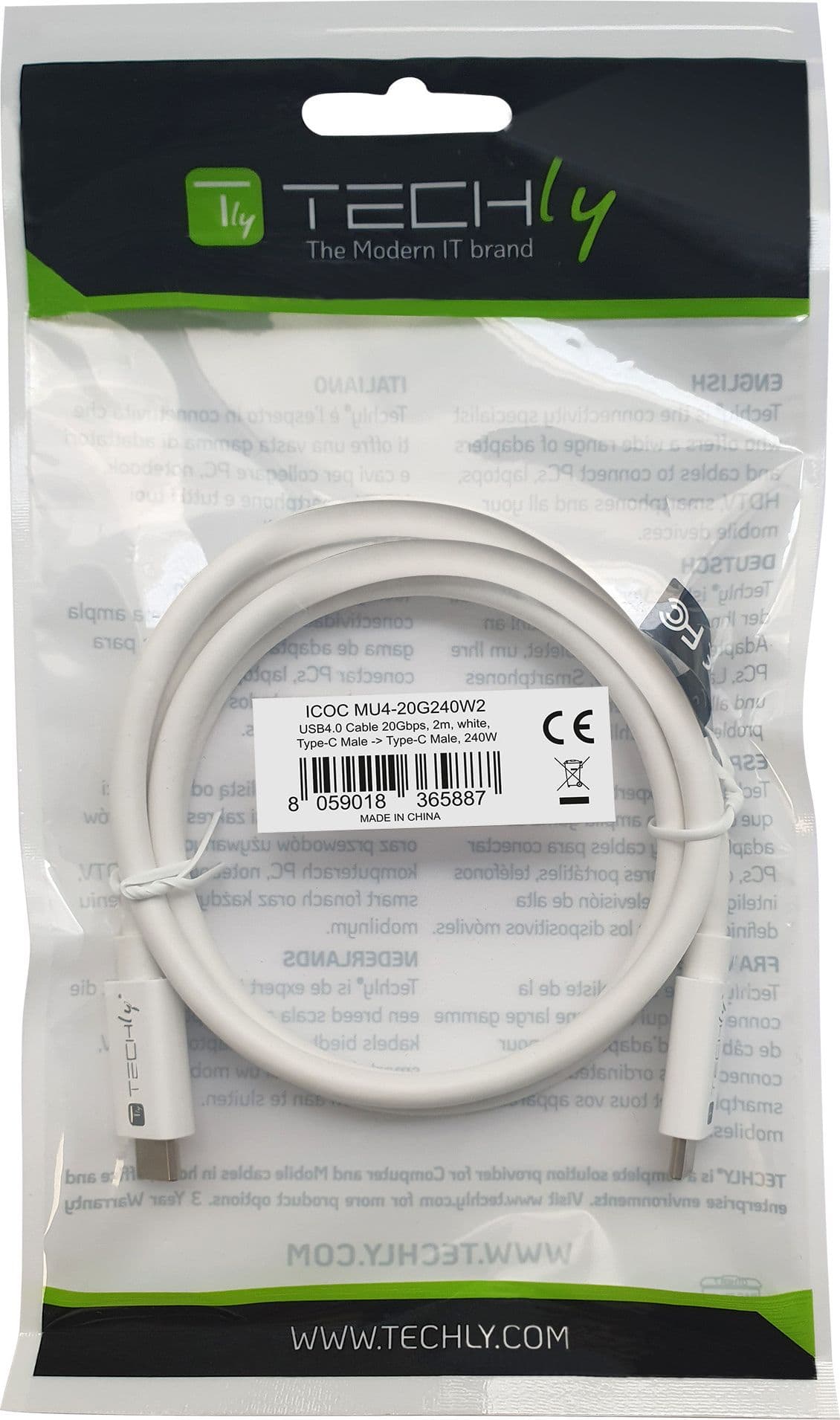 Cavo USB4 Gen2 EPR USB-C&trade M/M 20G 240W PD3.1 4K E-Mark Certificato 2m in  Scontolo.net - Potenza, commercioVirtuoso.it