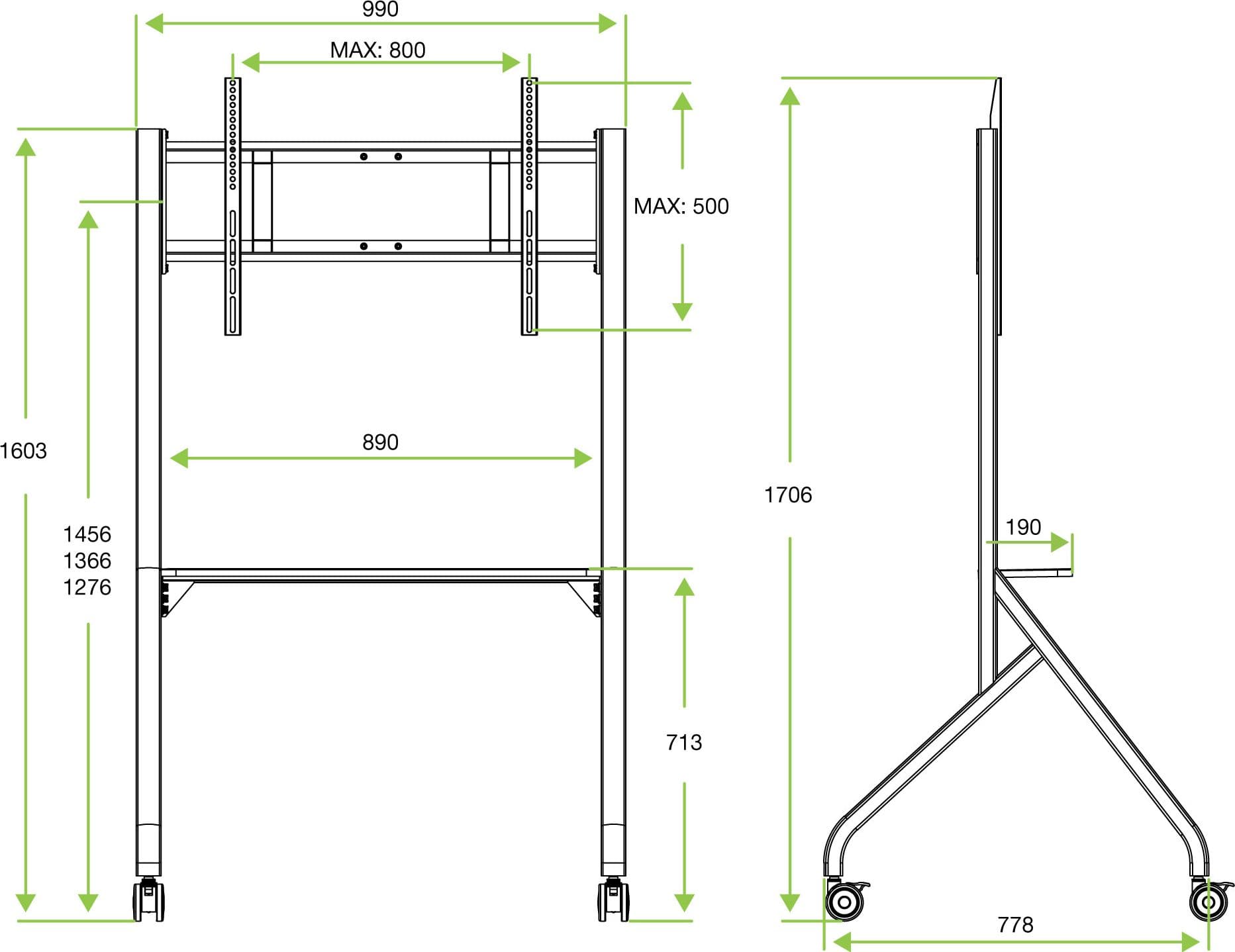 Supporto Mobile da Pavimento Multifunzione per TV LCD/LED/Plasma 55-86'' Bianco in Mobili Scontolo.net - Potenza, commercioVirtuoso.it