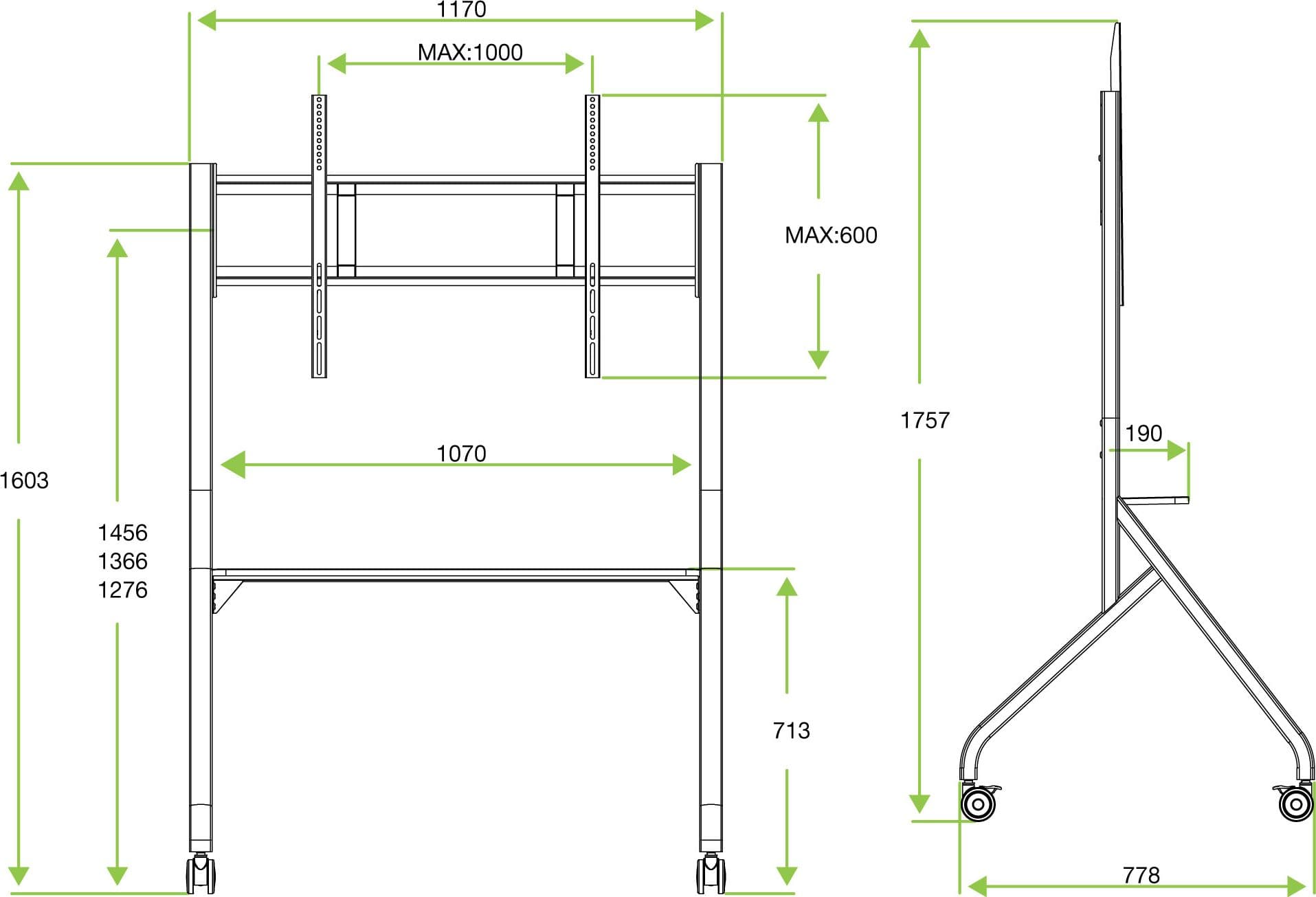 Supporto Mobile da Pavimento Multifunzione per TV LCD/LED/Plasma 65-100'' Bianco in Mobili Scontolo.net - Potenza, commercioVirtuoso.it