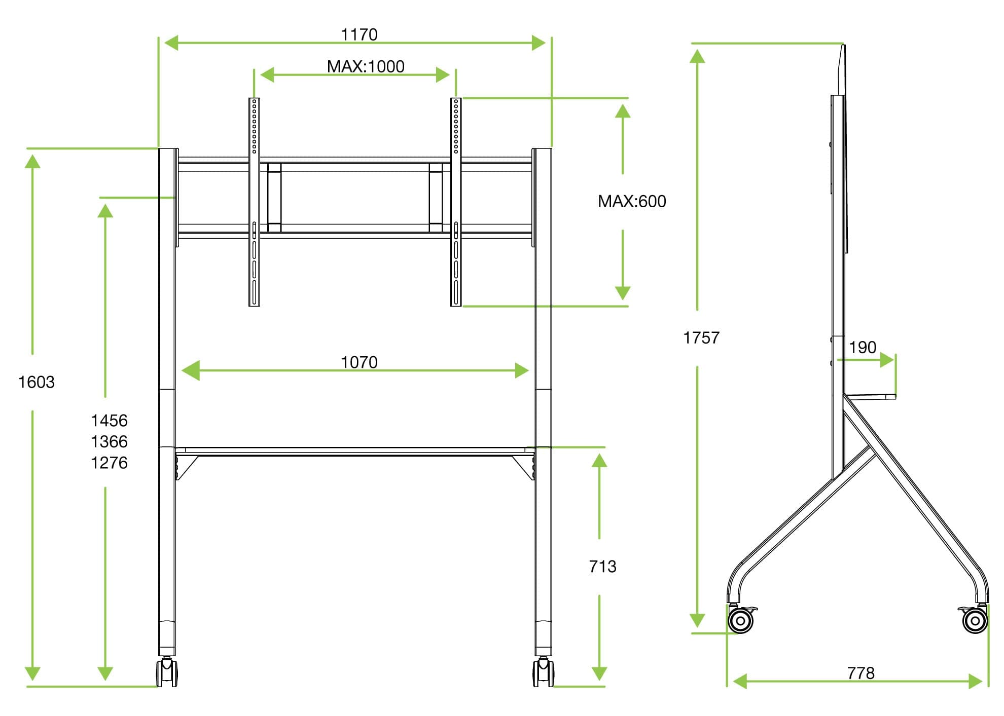 Supporto Mobile da Pavimento Multifunzione per TV LCD/LED/Plasma 65-100'' Bianco in Mobili Scontolo.net - Potenza, commercioVirtuoso.it