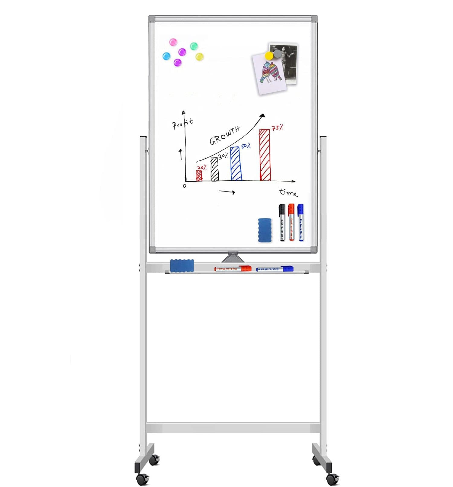 Lavagna Magnetica Bifacciale 60x100 cm con Ruote e Mensola per Pennarelli con Ganci Portablocco in Bacheche multifunzione Scontolo.net - Potenza, commercioVirtuoso.it
