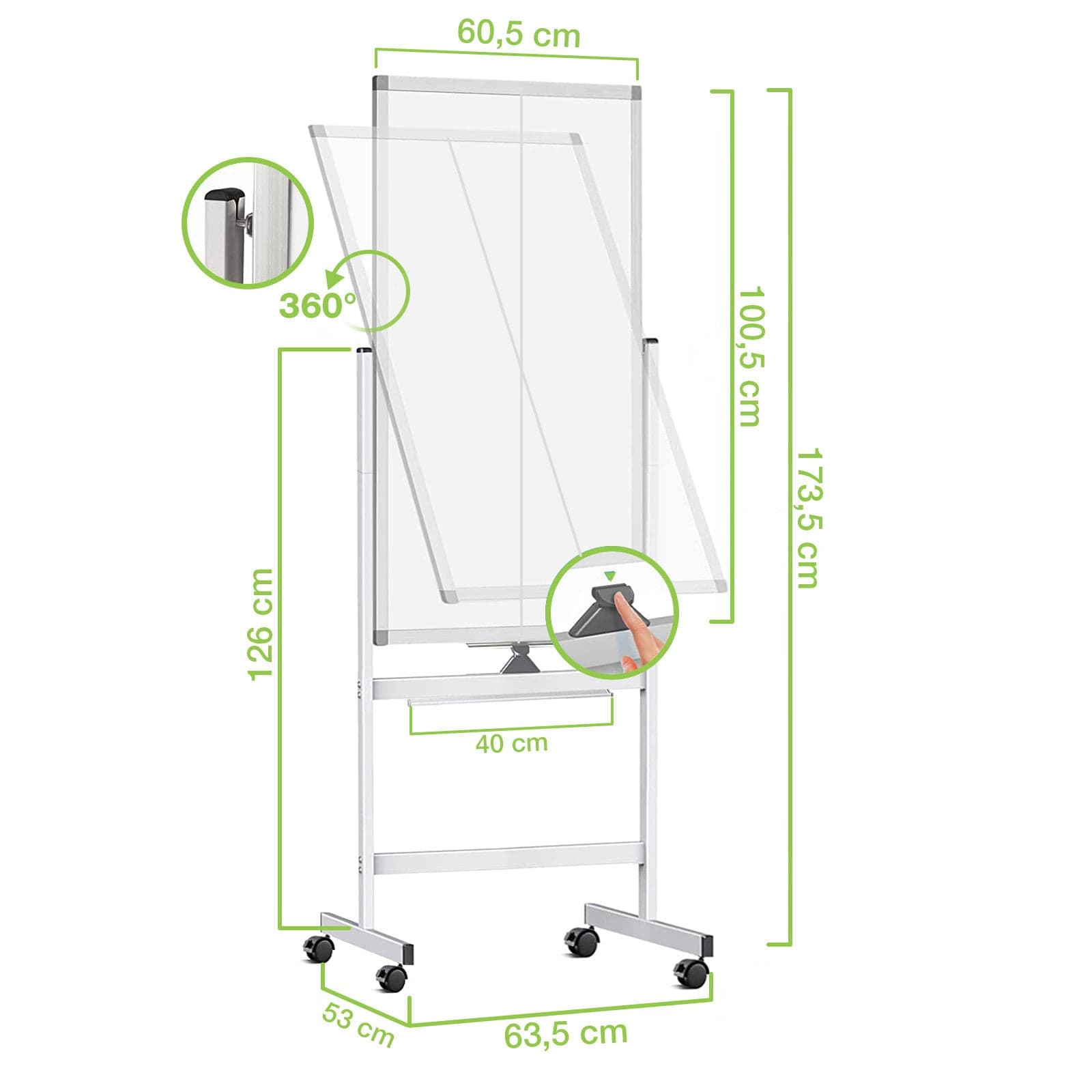 Lavagna Magnetica Bifacciale 60x100 cm con Ruote e Mensola per Pennarelli con Ganci Portablocco in Bacheche multifunzione Scontolo.net - Potenza, commercioVirtuoso.it