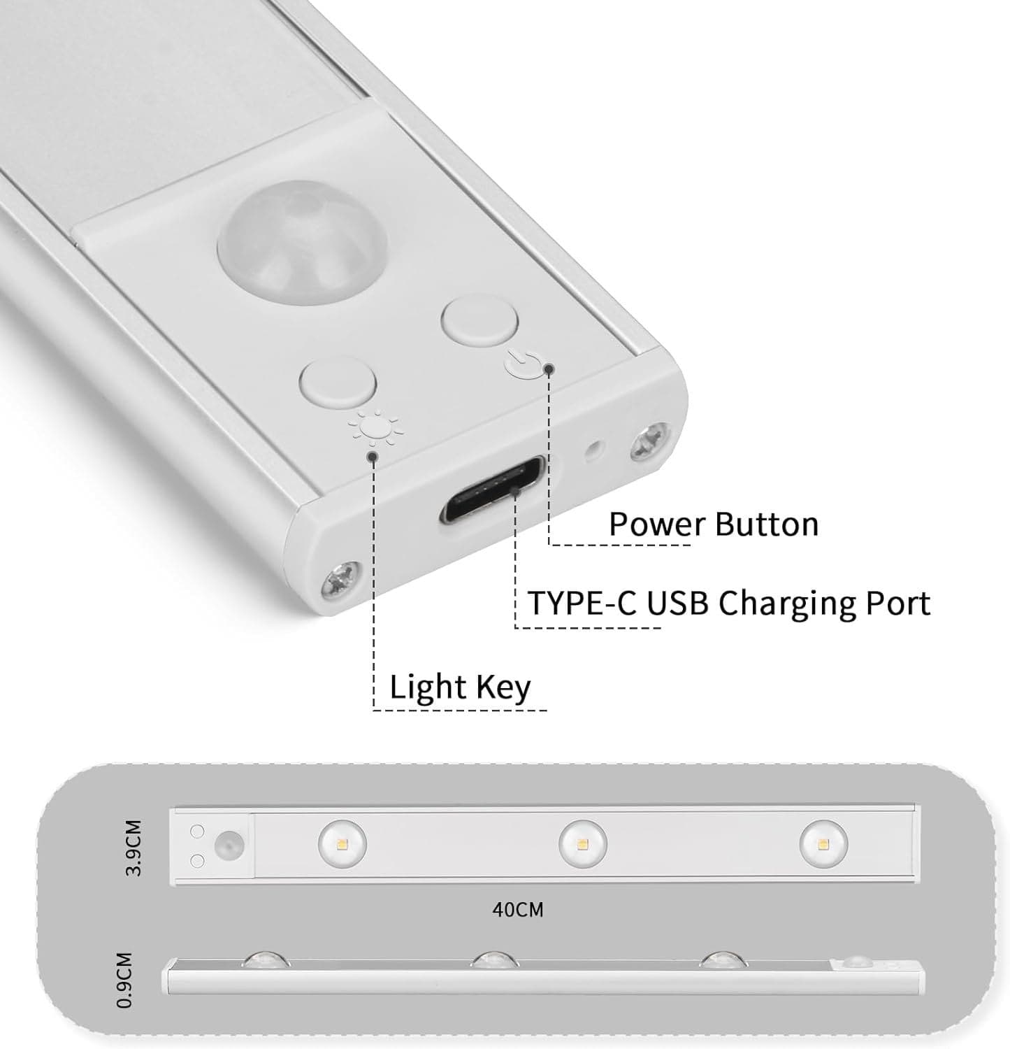Luce LED Slim Ricaricabile USB con Sensore di Movimento 40 cm in Luci notturne Scontolo.net - Potenza, commercioVirtuoso.it