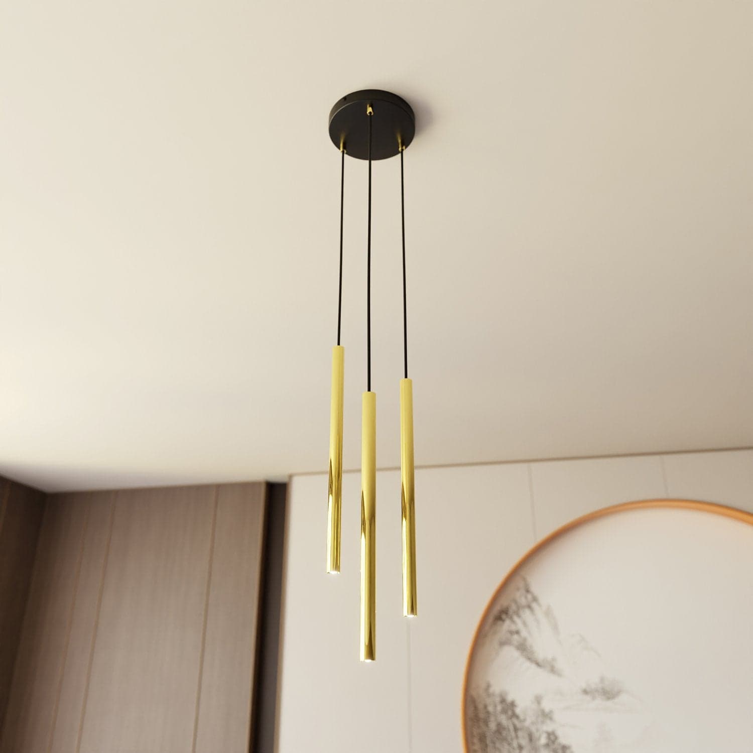 Sospensione Contemporanea In Acciaio 3 Luci Selter Nero E Oro in Lampade a sospensione LuceArt - Montecorvino Pugliano, commercioVirtuoso.it