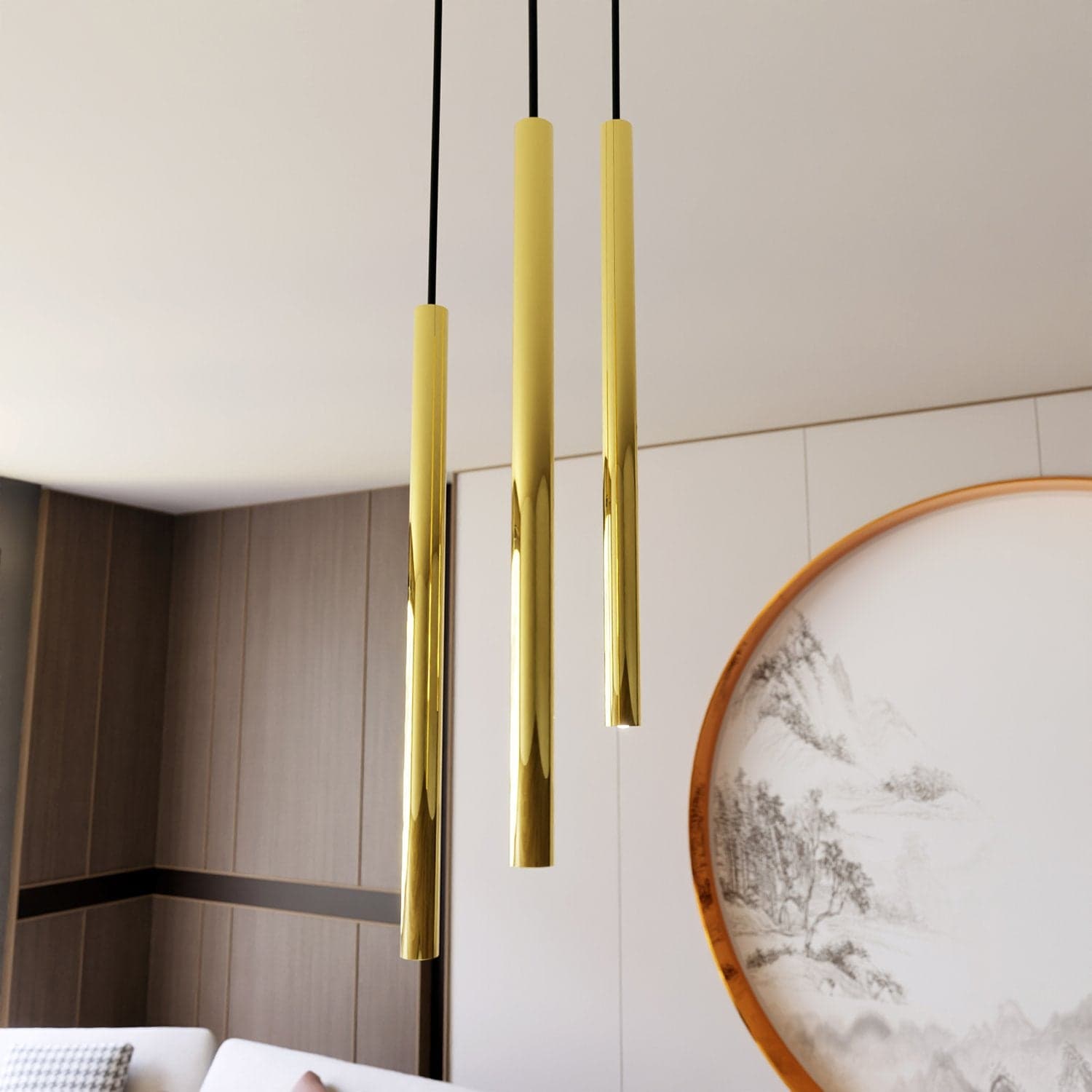 Sospensione Contemporanea In Acciaio 3 Luci Selter Nero E Oro in Lampade a sospensione LuceArt - Montecorvino Pugliano, commercioVirtuoso.it