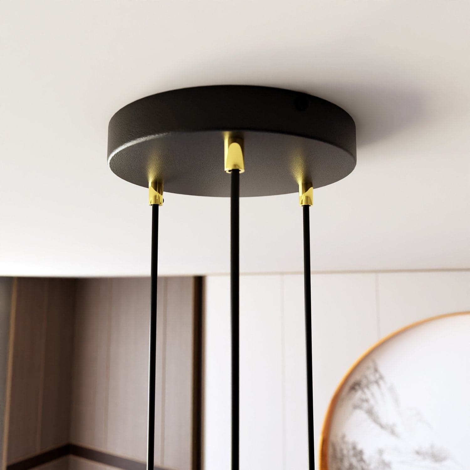 Sospensione Contemporanea In Acciaio 3 Luci Selter Nero E Oro in Lampade a sospensione LuceArt - Montecorvino Pugliano, commercioVirtuoso.it