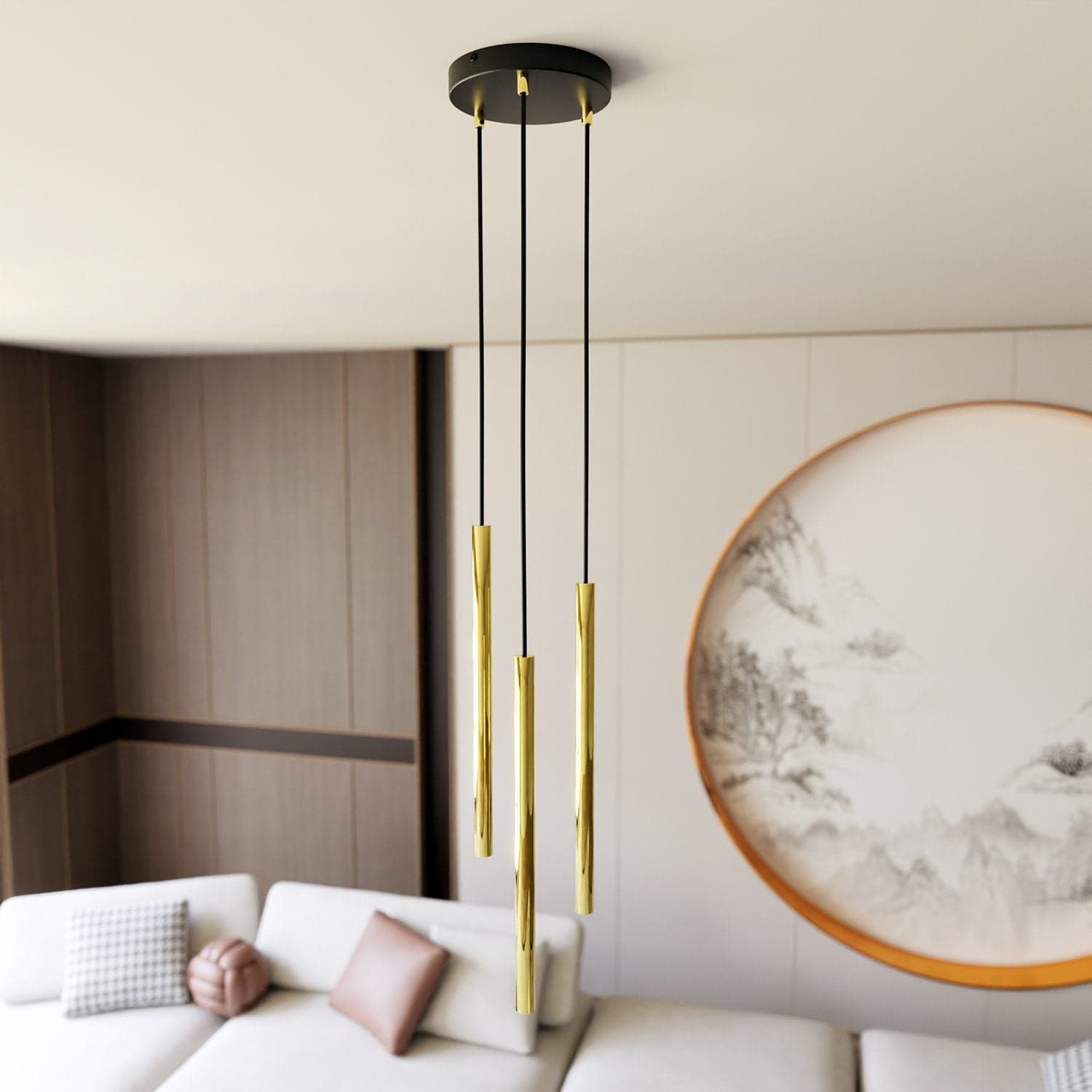 Sospensione Contemporanea In Acciaio 3 Luci Selter Nero E Oro in Lampade a sospensione LuceArt - Montecorvino Pugliano, commercioVirtuoso.it