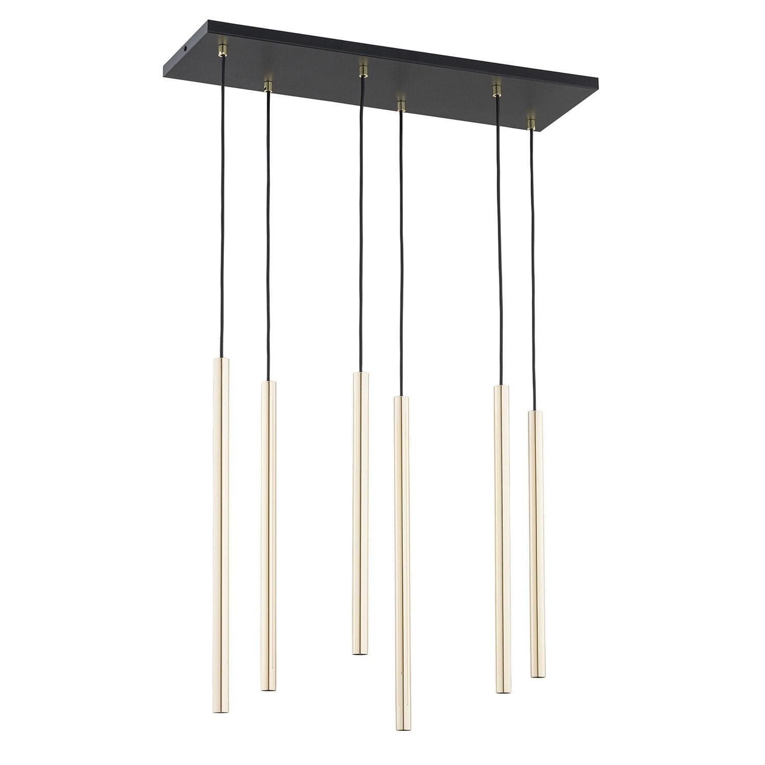 Sospensione Contemporanea In Acciaio 6 Luci Selter Nero E Oro in Lampade a sospensione LuceArt - Montecorvino Pugliano, commercioVirtuoso.it