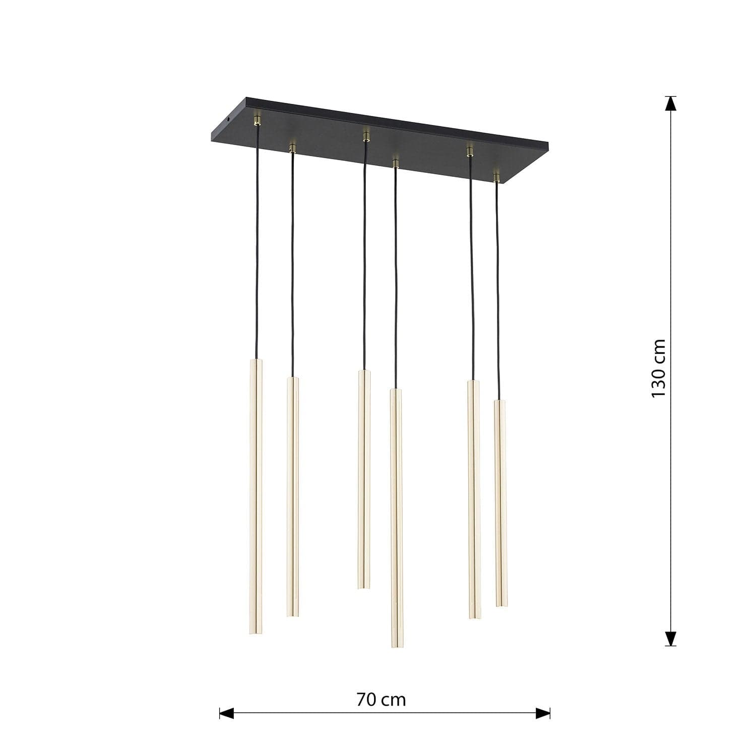 Sospensione Contemporanea In Acciaio 6 Luci Selter Nero E Oro in Lampade a sospensione LuceArt - Montecorvino Pugliano, commercioVirtuoso.it