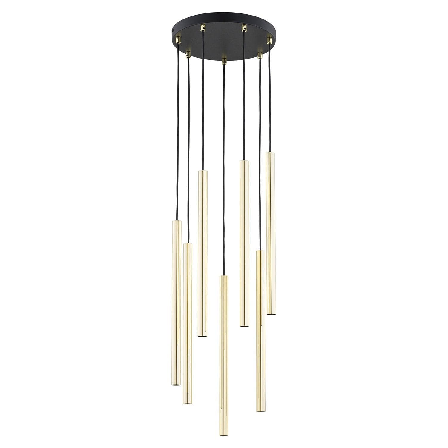 Sospensione Contemporanea In Acciaio 7 Luci Selter Nero E Oro in Lampadari LuceArt - Montecorvino Pugliano, commercioVirtuoso.it
